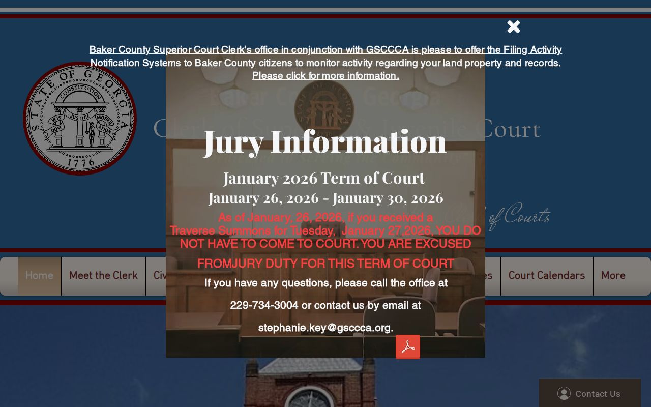 Baker County court source for released inmate records