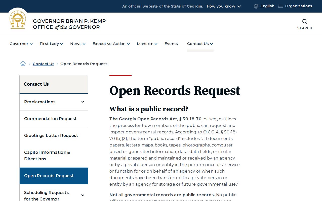 Georgia open records source for Baker County release records