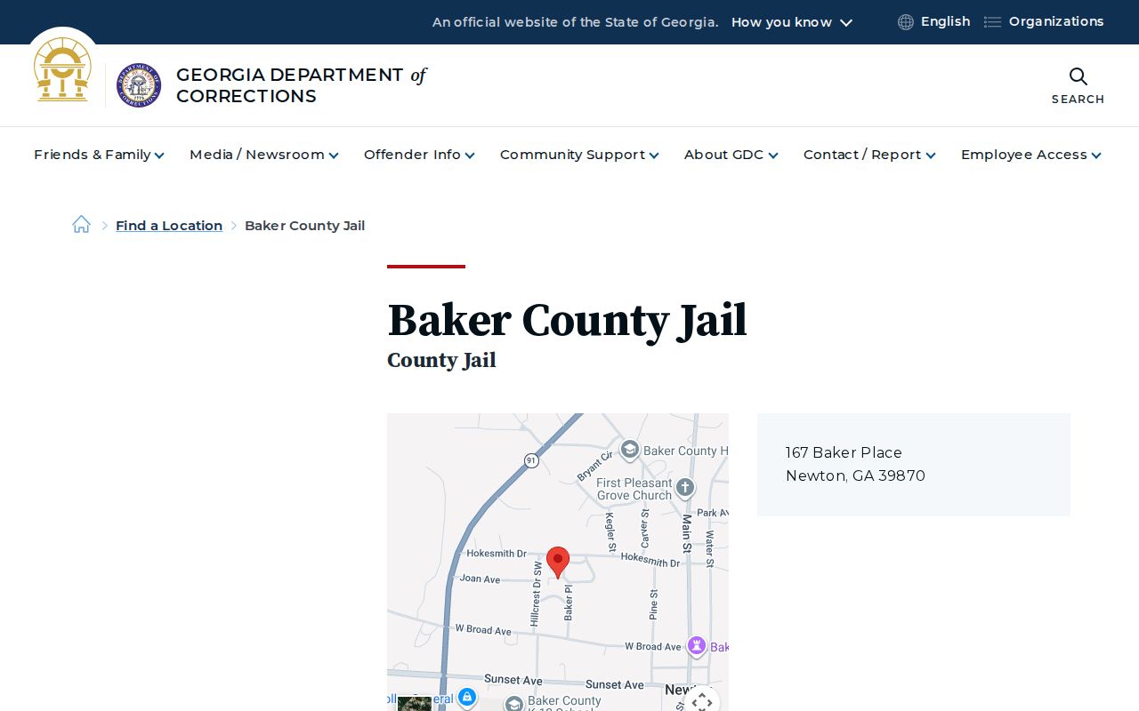 Baker County Jail release facility record