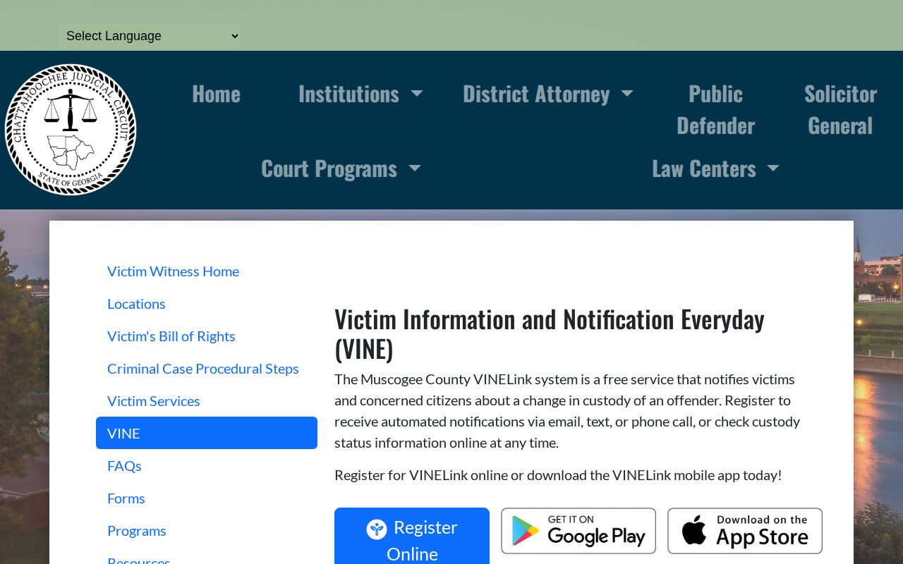 Georgia VINE four-digit notification PIN guidance